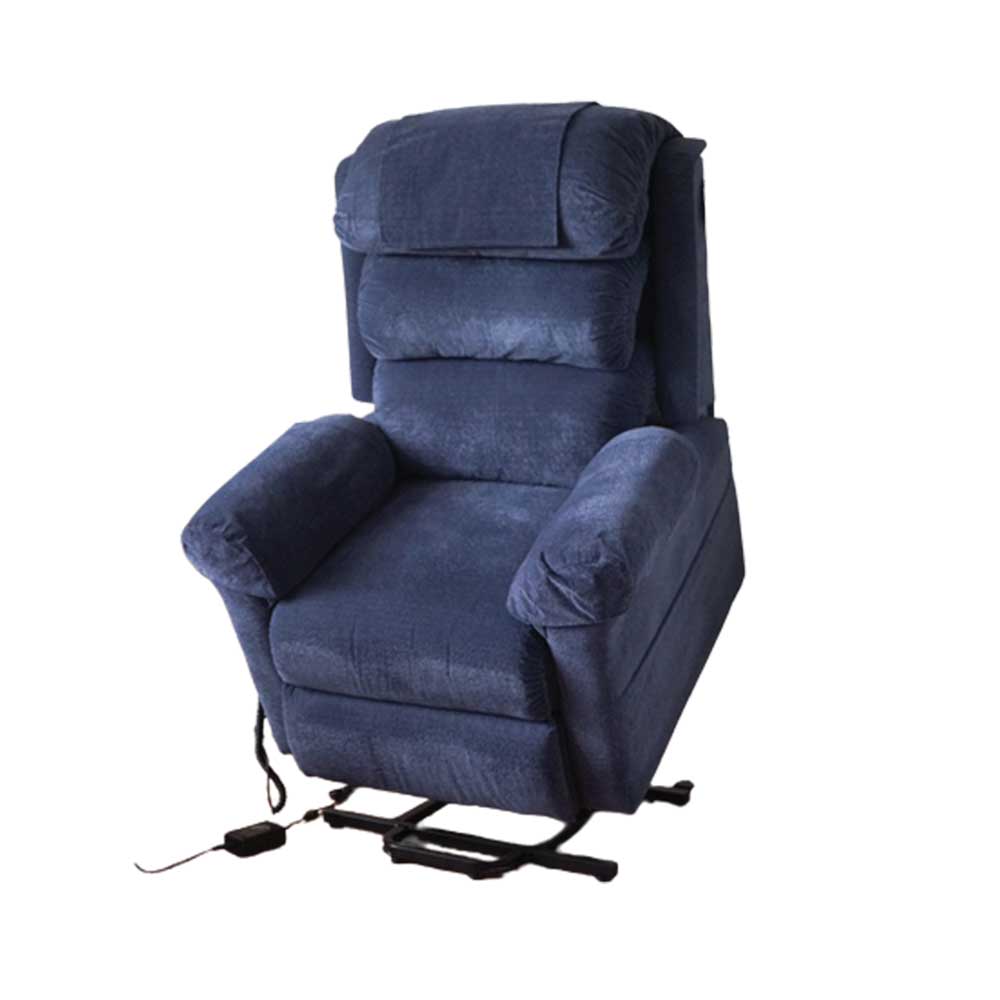 Ecclesfield Series Wall Hugging Rise & Recliner - Chenille Material Blue Raised